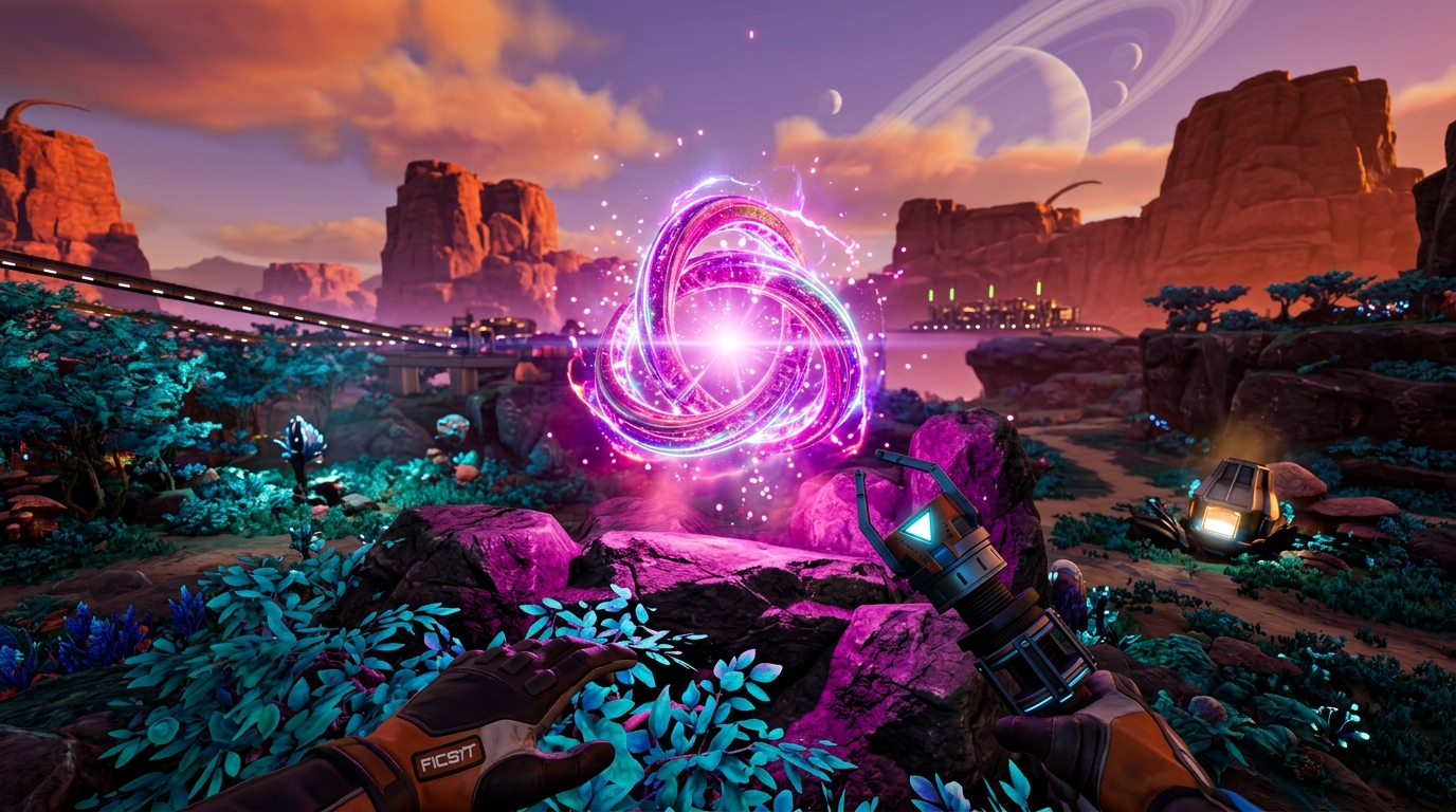 Glowing Somersloop Alien Artifact Levitation in Satisfactory